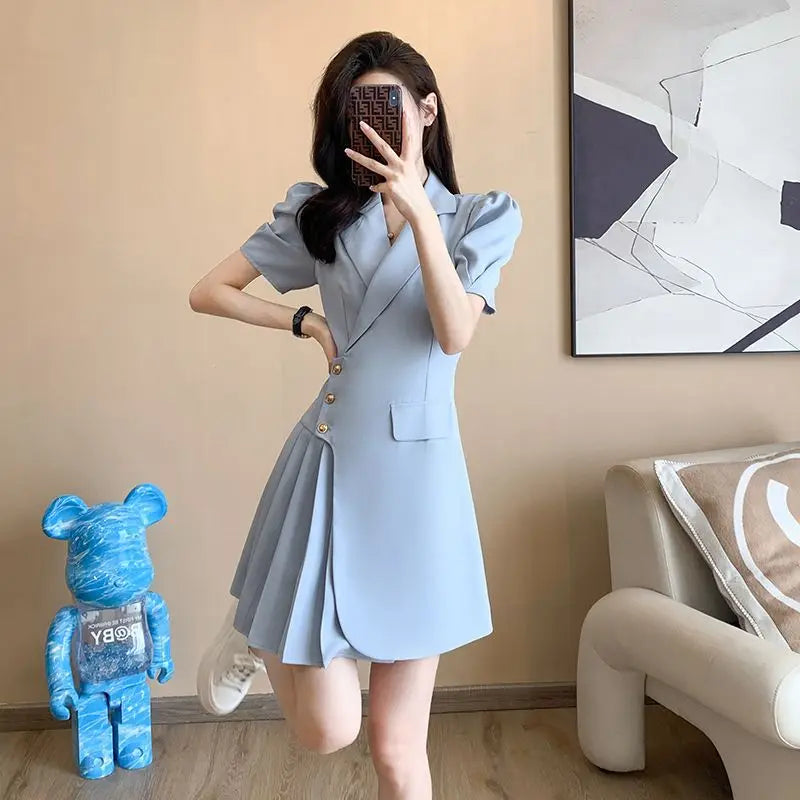CGC Casual Slim Office Elegant Short Dresses For Women Korean Fashion Summer White Dresses 2024 Short Sleeve Female Clothing