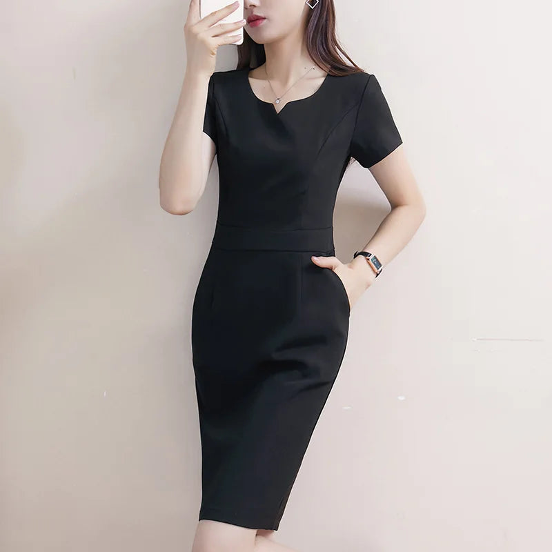Summer Plus Size Women's Classy Fat mm Slimming Look and Flesh-Covering 100kg Work Clothes Elegant Summer Professional Dress