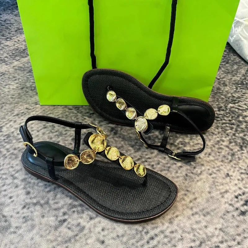 2025 Clip Toe Herringbone Sandals Women Summer Outer Fashion Flat Beach Roman Sandals