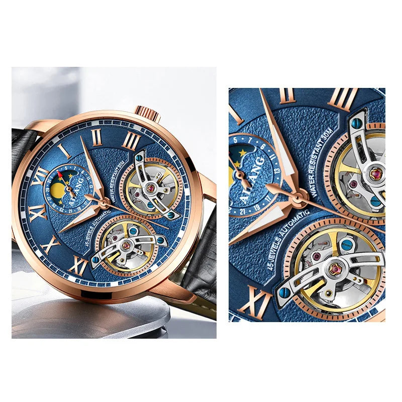 AILANG top luxury brand men's automatic watch quality business waterproof expensive double tourbillon mechanical watches fashion