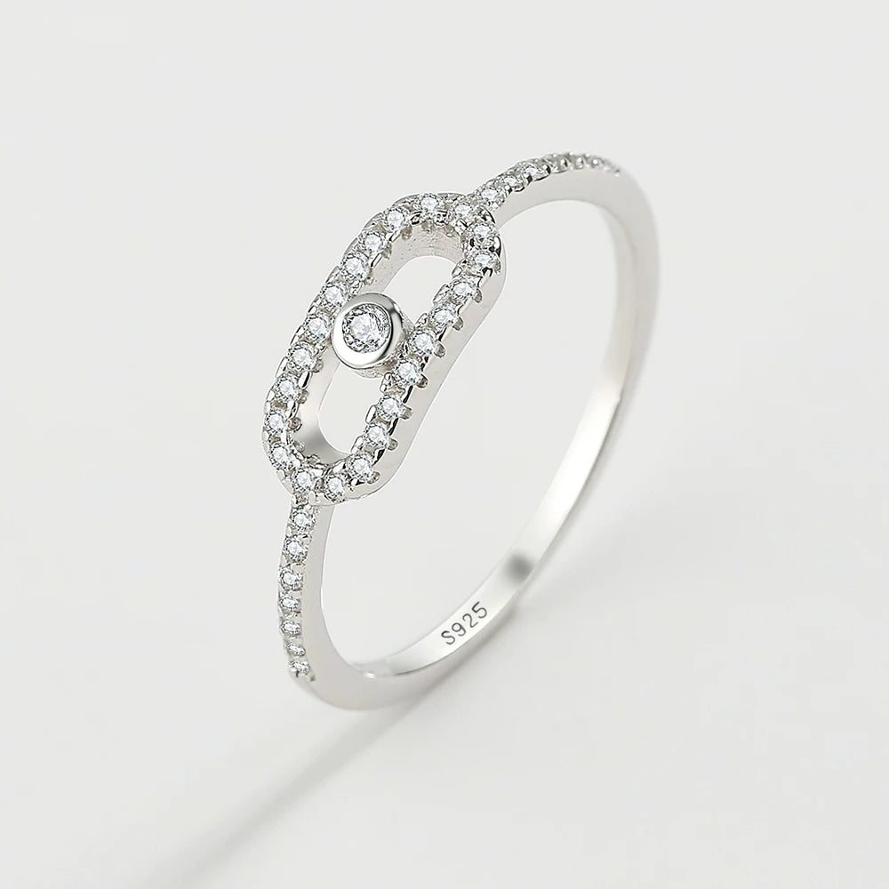 2022 NEW Luxury Ring Women's Real S925 Sterling Silver Diamond Zircon Pig Nose Female Fashion Girlfriend Gift Engagement Jewelry