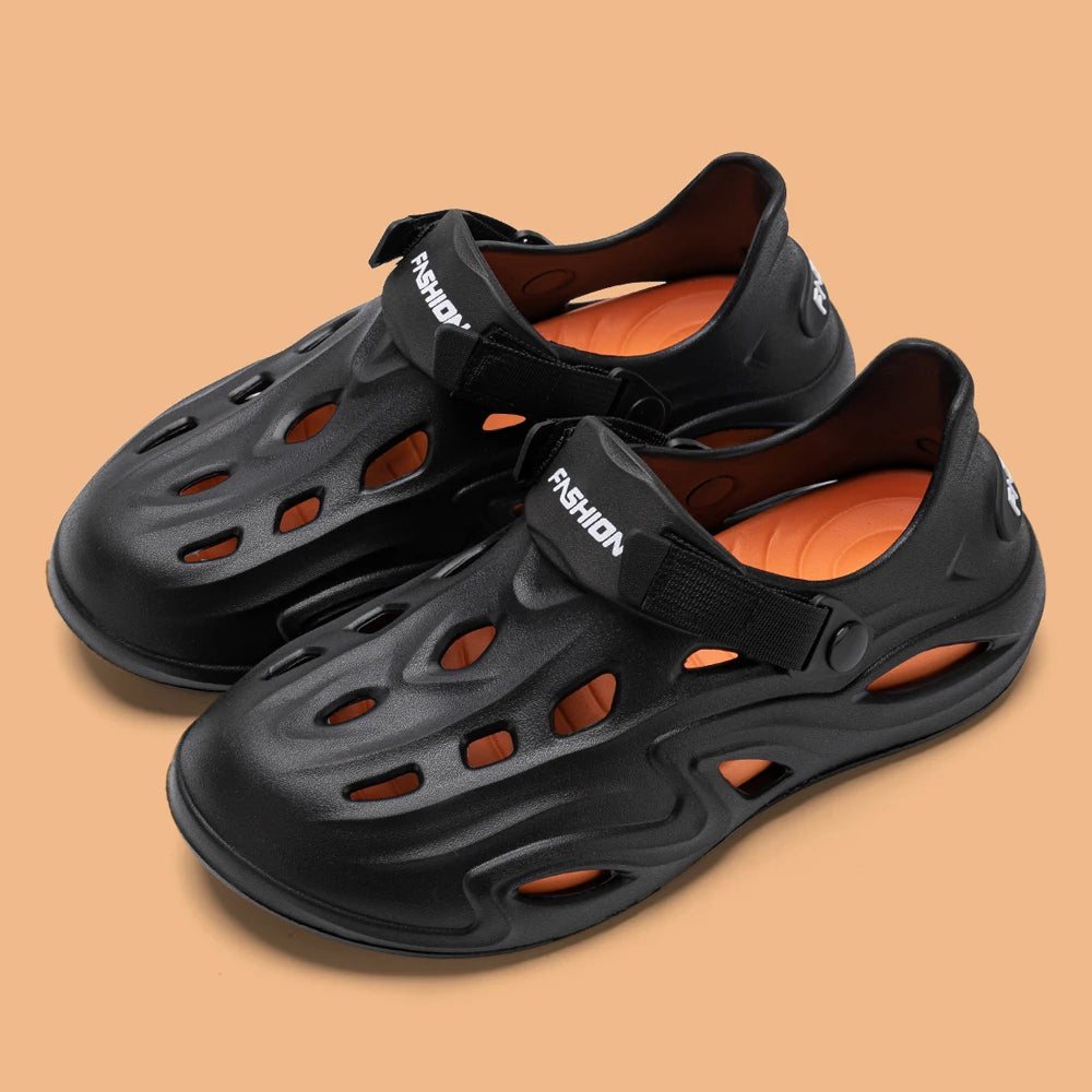 ZHIDA Men Summer Anti-slip Soft EVA Slippers Male Outdoor Hole Garden Sandals Casual Breathable Comfortable Flat Indoor Shoes