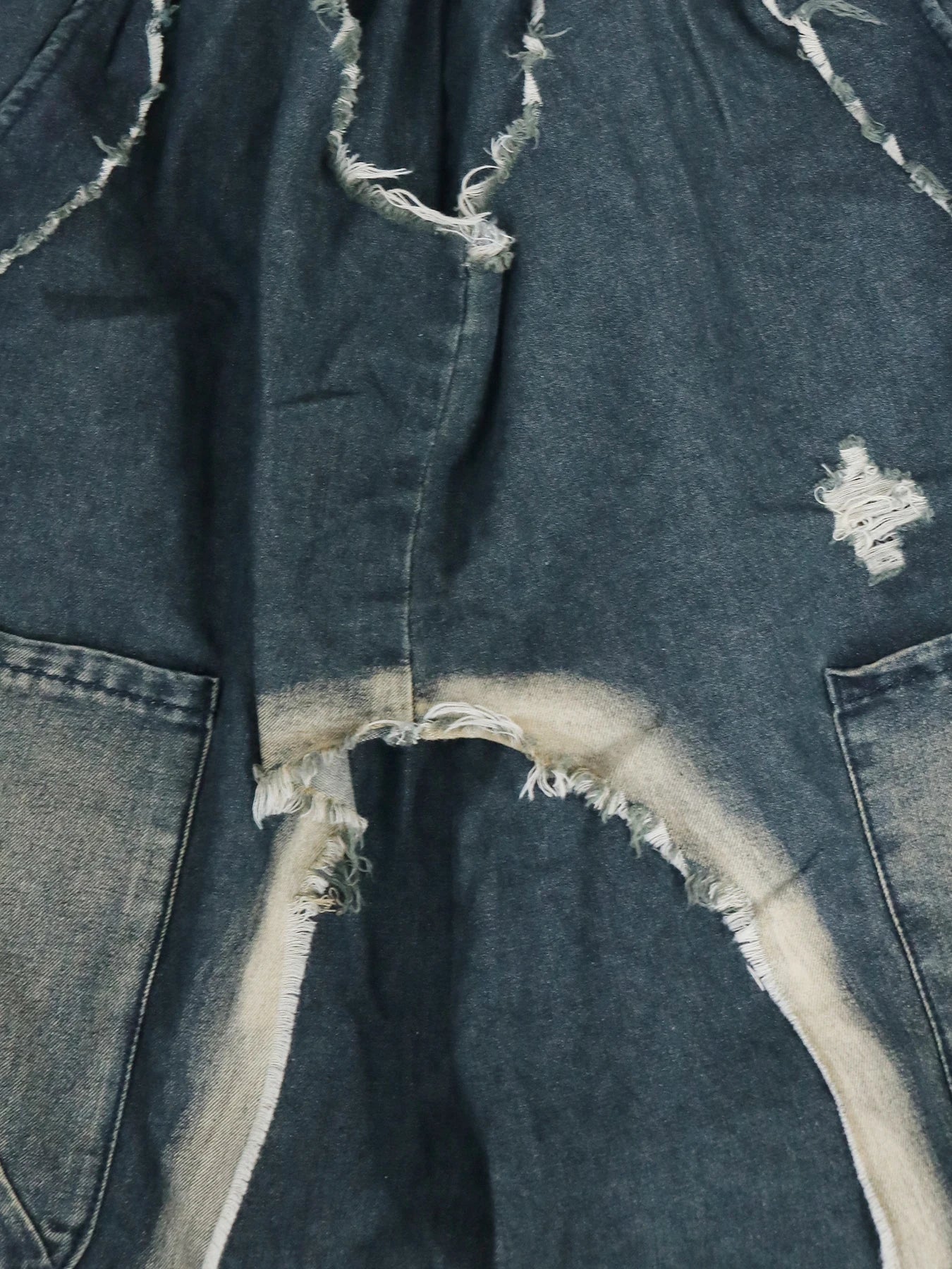 Jeans Women Harem Pants Hole Elastic Waist Tassels Washed Denim Pants Punk Y2k Streetwear 2025 Ripped Ankle Length Trousers