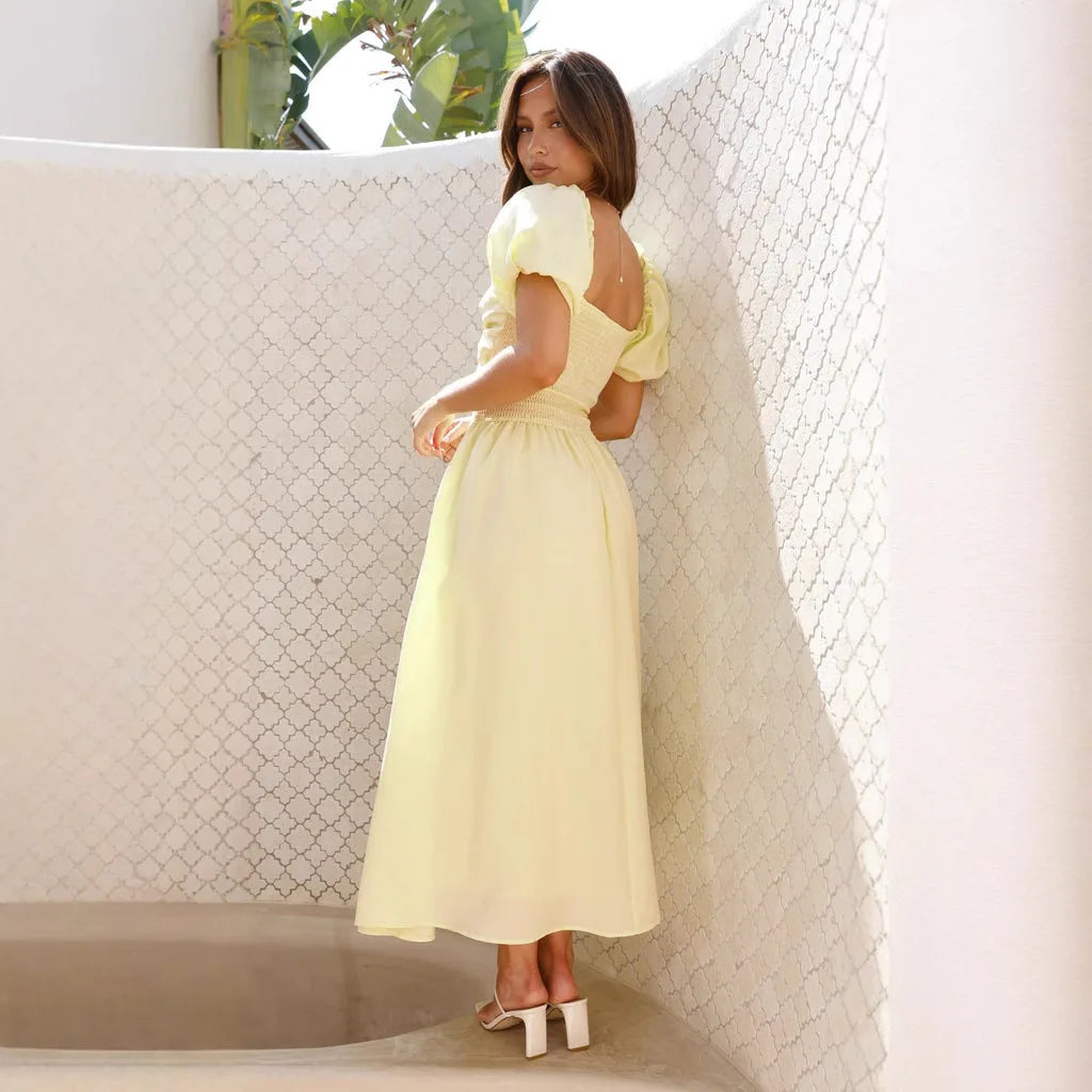 2025 Spring/summer Sexy Slim Fit Sexy Hollow Out Women's High-end Feeling Slim Fit Backless Vacation Style Mid Length Dress