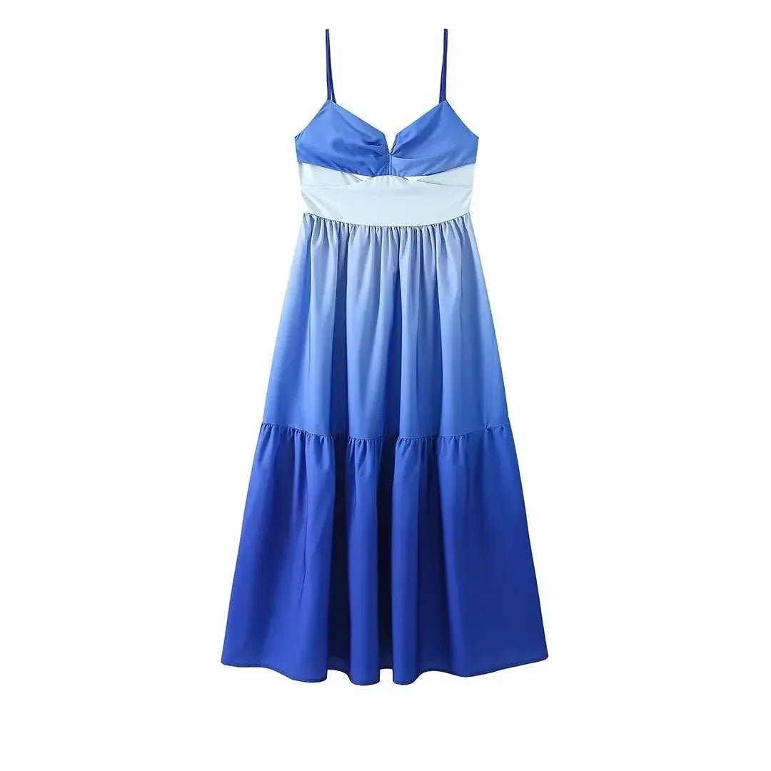 European And American Style Women's Fashion Tank Dress ZR Stock New Gradient Waist-Fitted Dress Sleeveless For All Seasons