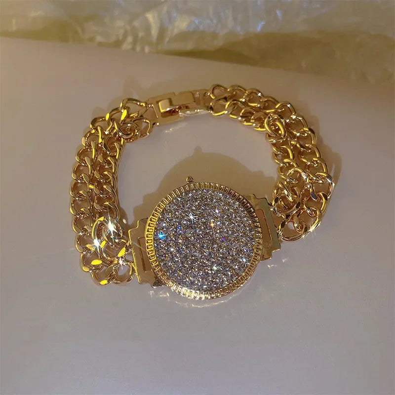 4pcs Punk Curb Cuban Chain Bracelets Set for Women Simple Thick Gold Color Charm Bracelets Fashion Jewelry Accessories New
