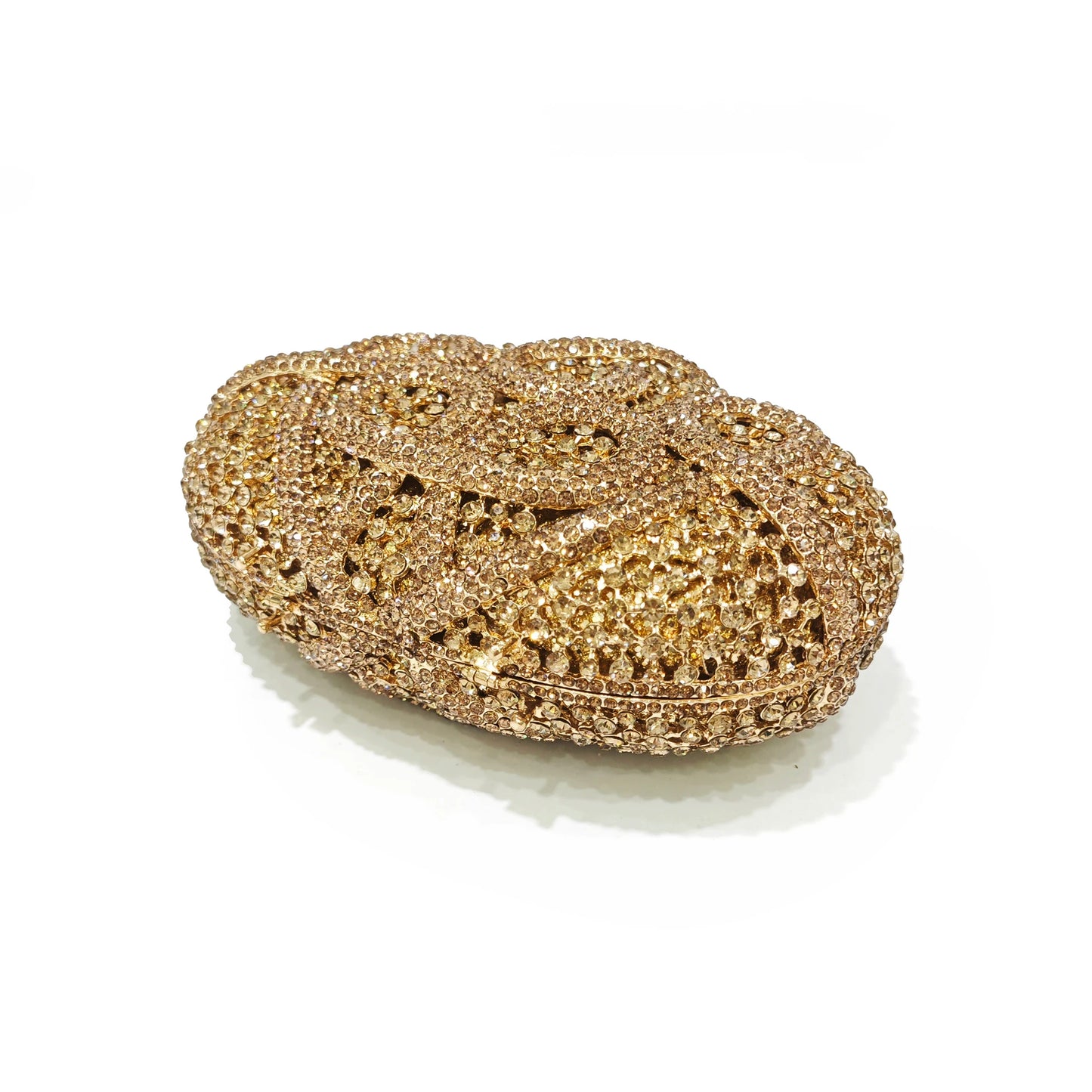 Gold Diamond Flower Evening Clutch Purse Oval Shape Rhinestone Crystal Wedding Bridal Clutches Luxury Phone Handbags