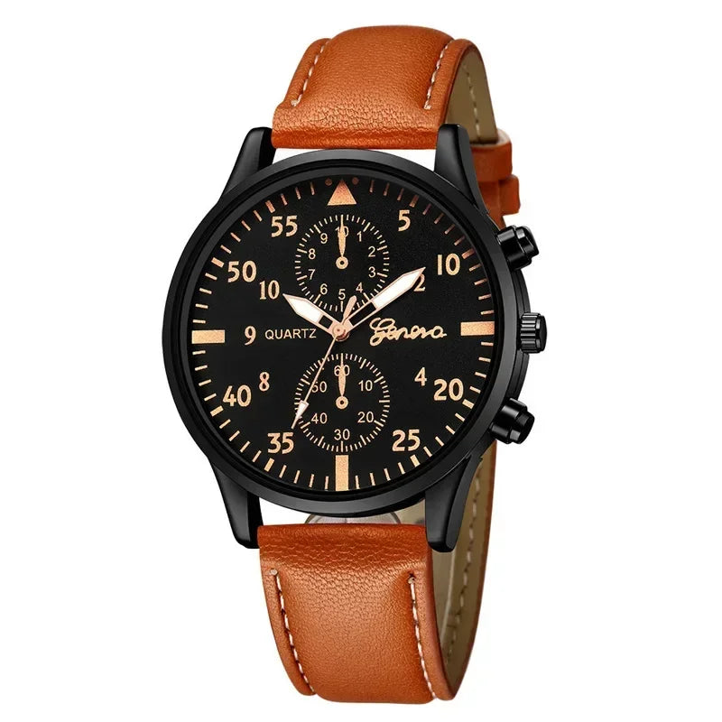4/1pcs Men Watches Set Luxury Fashion Design Leather Watch Quartz Men Watch Clock Gift Montre Homme Relogio Masculino(no Box)