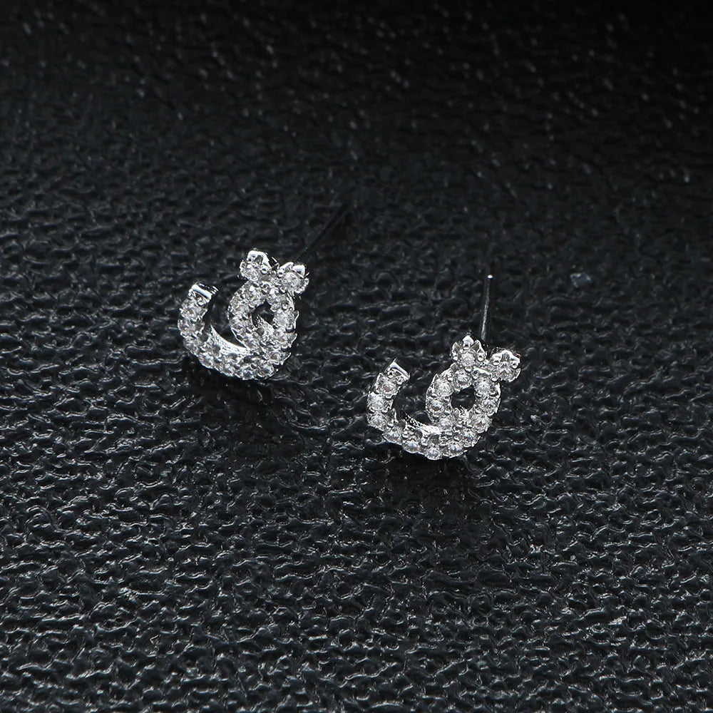 Arabic Love Letter Earrings for Women silver Plated AAA Zircon Earrings 2023 Luxury Aesthetic Jewelry Gift Wife Lover Jewelry