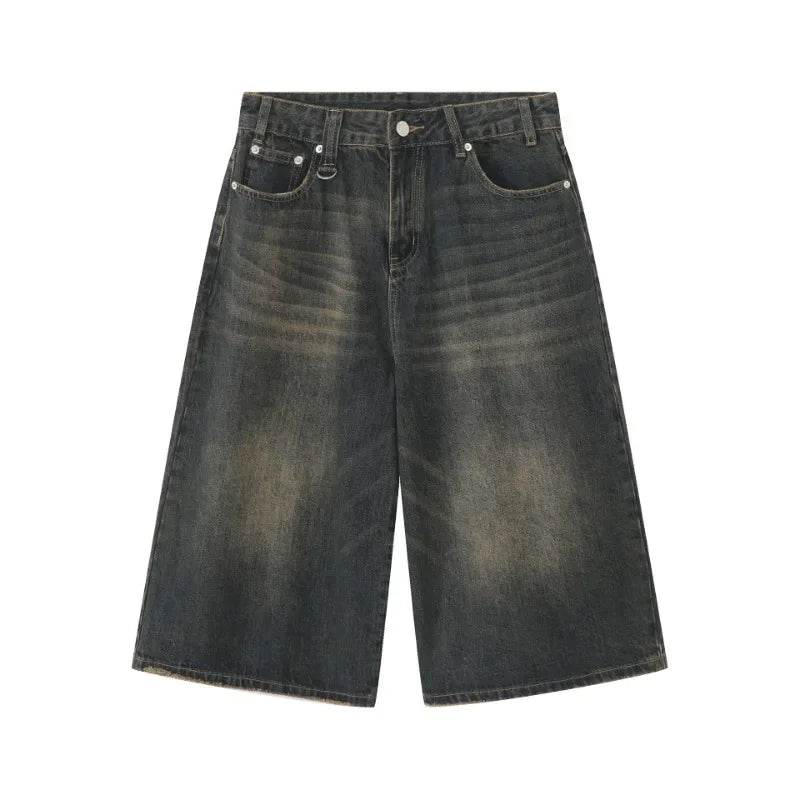 Women's Retro Wide Leg Baggy Casual Denim Shorts Harajuku Aesthetic High Waist Loose Shorts 2024 Summer Fashion Punk Shorts