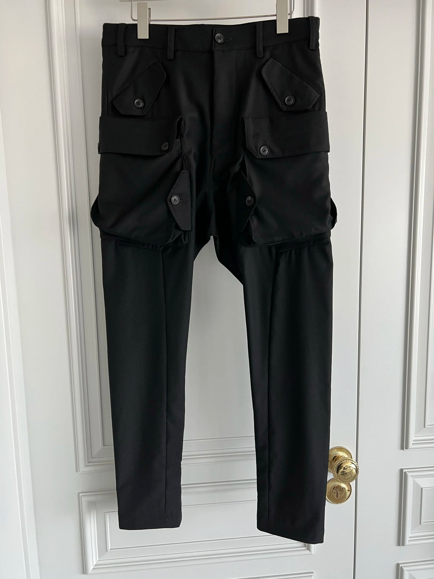TOP-YAMAMOTO original design straight-leg trousers, woolen gabardine hip-hop skateboard trousers