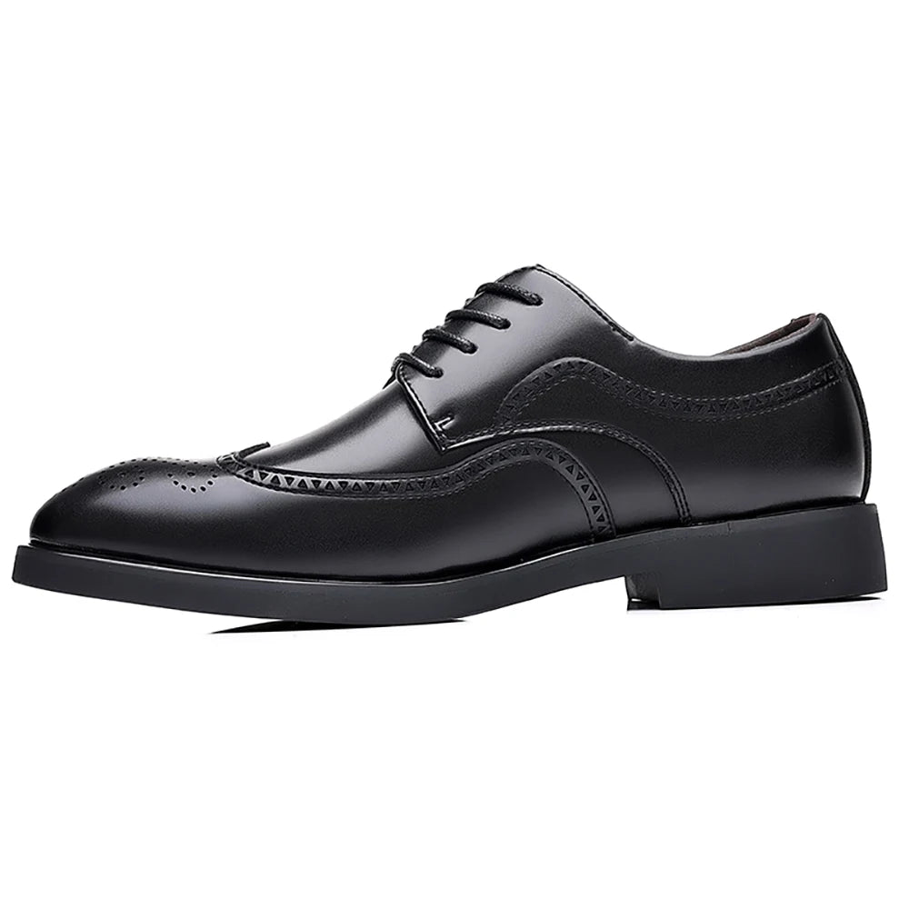 Men's Elegant British Brogue Derby Shoes Lace-Up Patchwork Breathable Formal Dress Shoes Business Wedding Thanksgiving Christmas