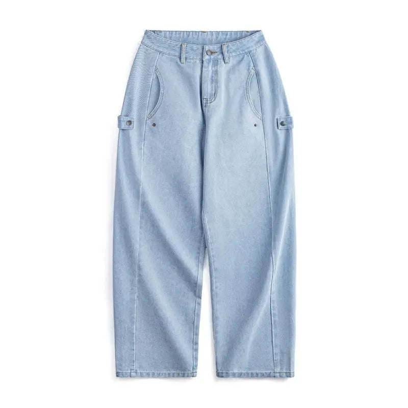 Maden Vintage Deconstructed Washed Jeans Women Spring Fall Straight Leg Wide Denim Pants Heavyweight Casual Streetwear Trousers