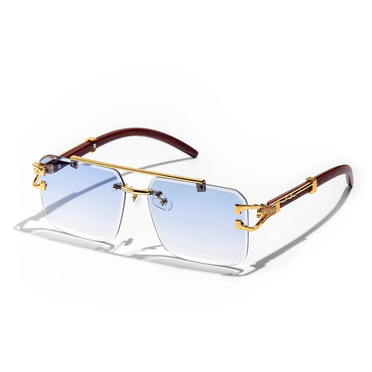 Ruiao Rimless Pilot Luxury Designer Brand Square Sunglasses Diamond Cut Shades UV400 Frameless Eye Glasses for Men And women