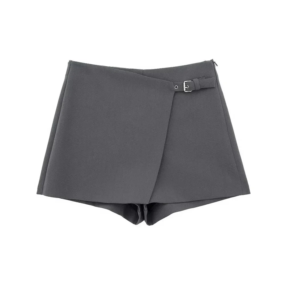 Willshela Women Fashion Solid Bandage Side Zipper Mini Skirts Shorts Vintage High Waist Female Chic Lady Shorts