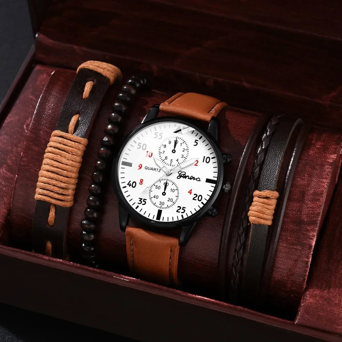 4/1pcs Men Watches Set Luxury Fashion Design Leather Watch Quartz Men Watch Clock Gift Montre Homme Relogio Masculino(no Box)