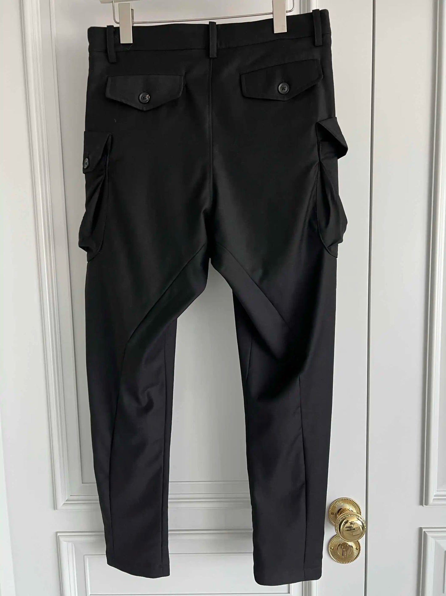 TOP-YAMAMOTO original design straight-leg trousers, woolen gabardine hip-hop skateboard trousers