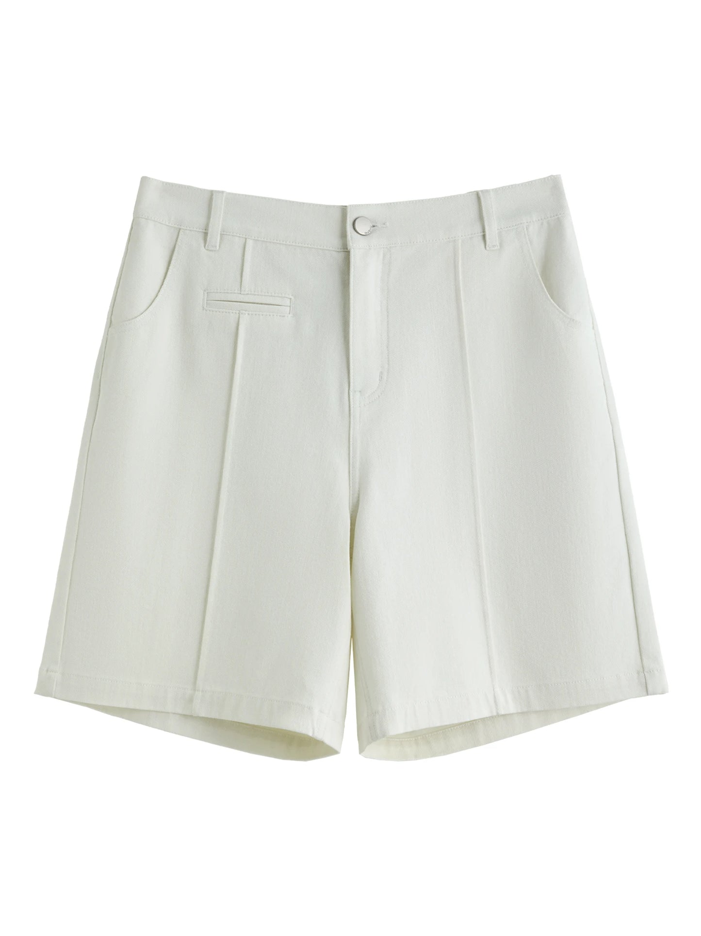 DUSHU 2025 Summer Women's Stretch Denim Mid-Length Shorts - Streamlined Straight-Leg Design & Versatile Urban Jeans