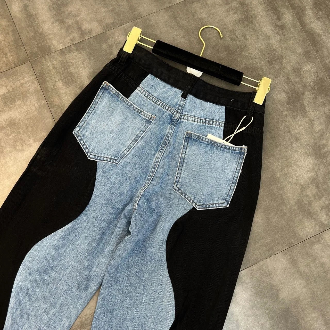PREPOMP 2022 Summer New Arrivals Blue Denim Patchwork Long Pants Women Full Length Jeans Streetwear GF672