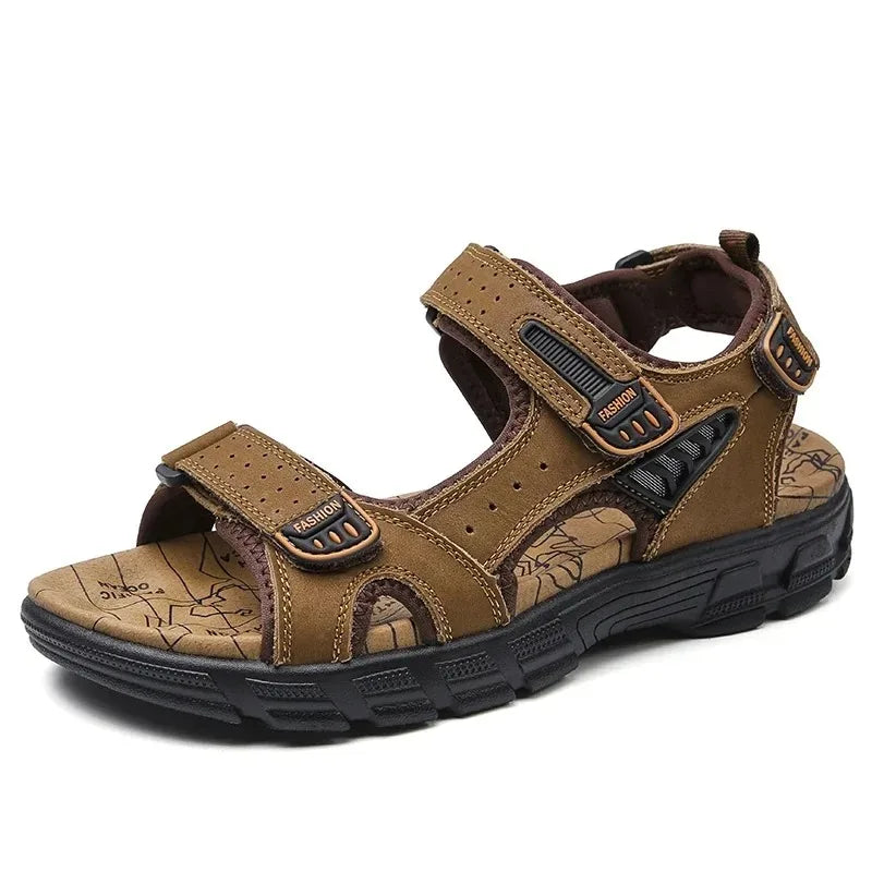 2025 New Genuine Leather Men's Sandals Summer Outdoor Non-slip Hiking Trekking Shoes for Men Beach Slippers Casual Sneakers