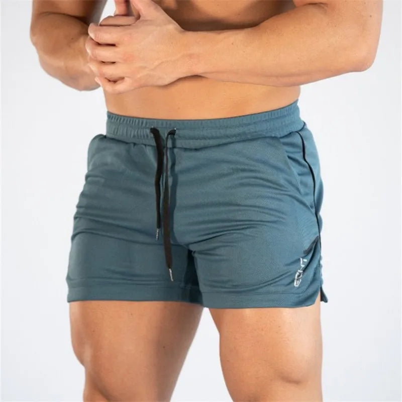 Summer thin mesh sports shorts men's breathable trend muscle fitness training three point pants running casual sports shorts