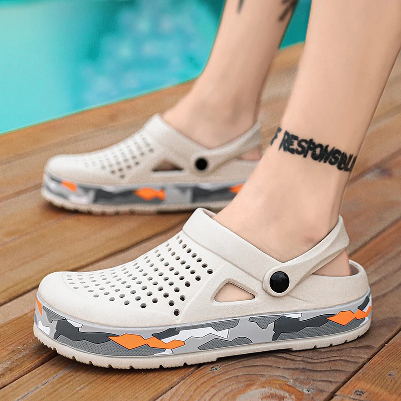 Men's summer casual hole shoes non slip lightweight breathable Two wearing men's sandals fashion comfort beach shoes slippers