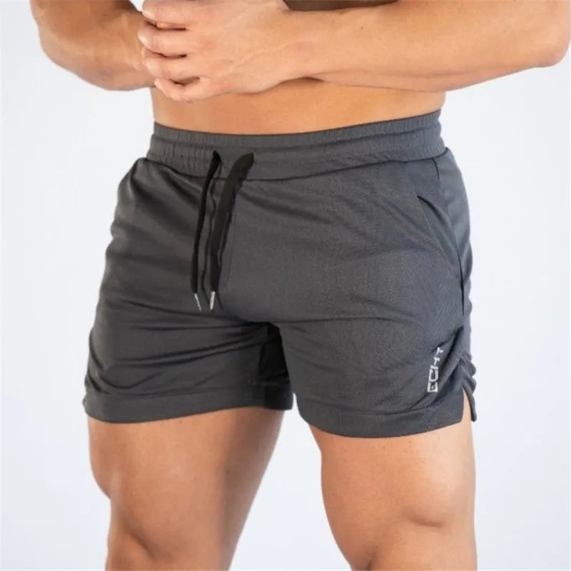 Summer thin mesh sports shorts men's breathable trend muscle fitness training three point pants running casual sports shorts