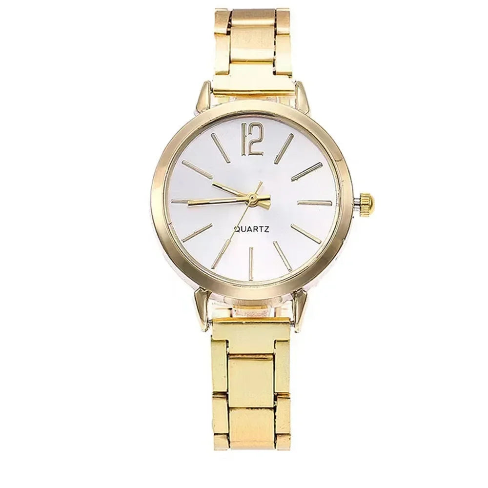Fashion Women Elagant Watch Casual Simple Steel Strap Quartz Watch Love Bracelet 2pcs Set Luxury Temperament Wristwatch Reloj