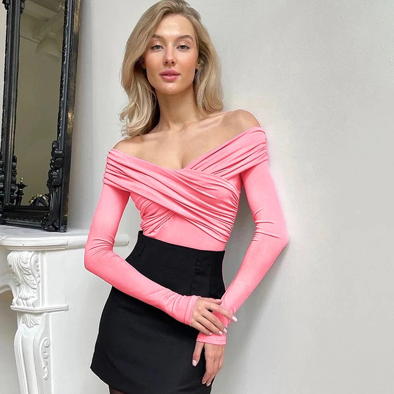 Spring Red New Women's Bodysuits Sexy Backless Solid Corset Slim Fashion Crossed Bodysuits Long Sleeves Casual Female Rompers
