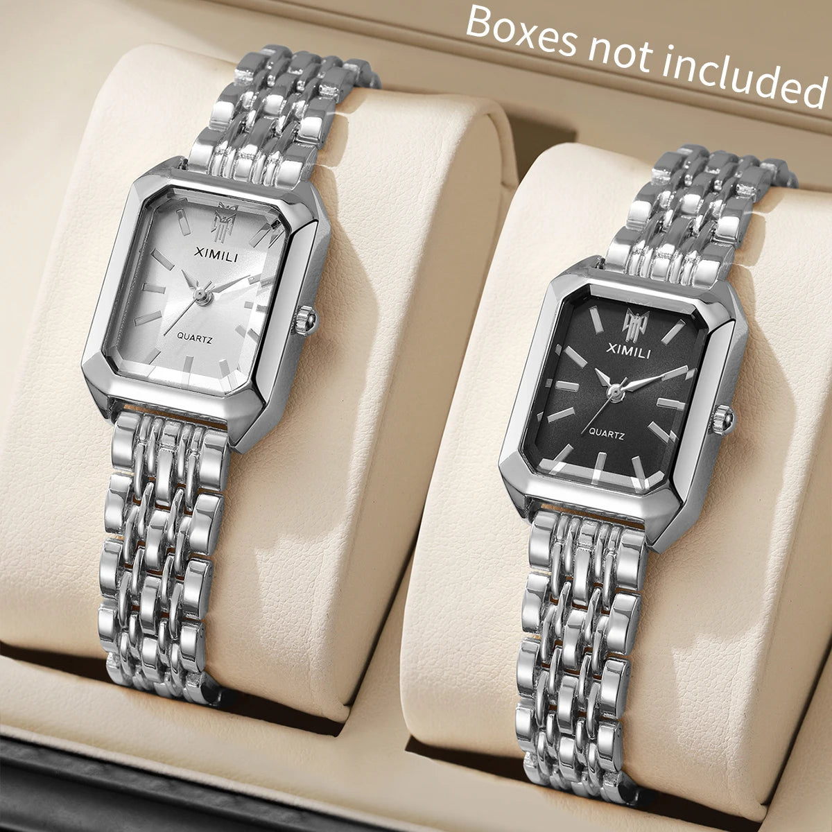 1/2/4PCS Luxury Women Watches Fashion Rectangle Woman Quartz Watch Stainless Steel Band Wristwatches Reloj Mujer(Without Box)