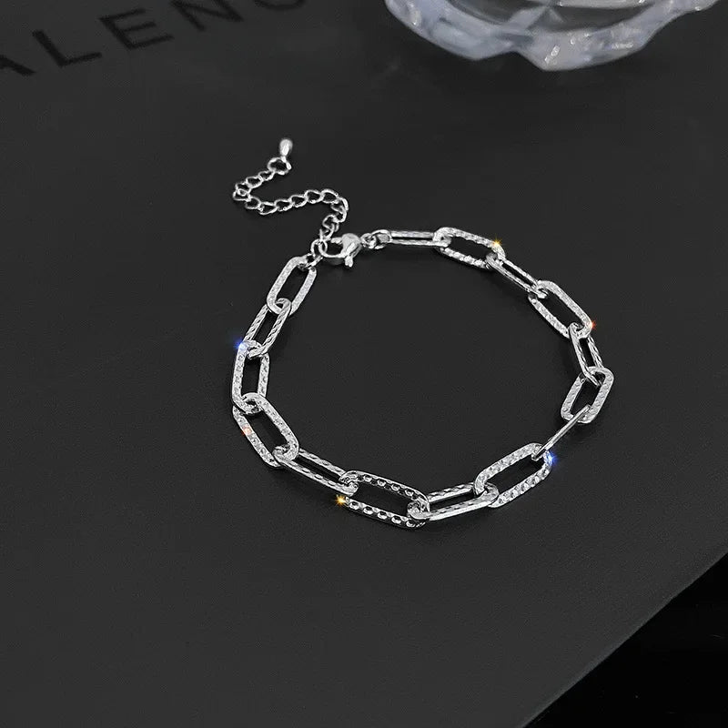 4pcs Punk Curb Cuban Chain Bracelets Set for Women Simple Thick Gold Color Charm Bracelets Fashion Jewelry Accessories New