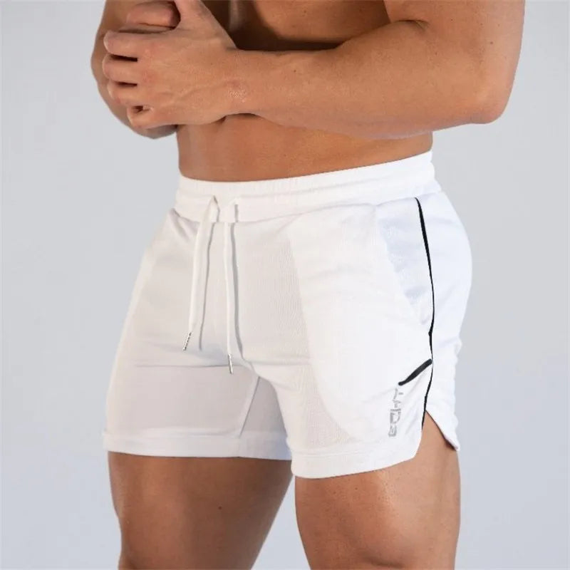 Summer thin mesh sports shorts men's breathable trend muscle fitness training three point pants running casual sports shorts
