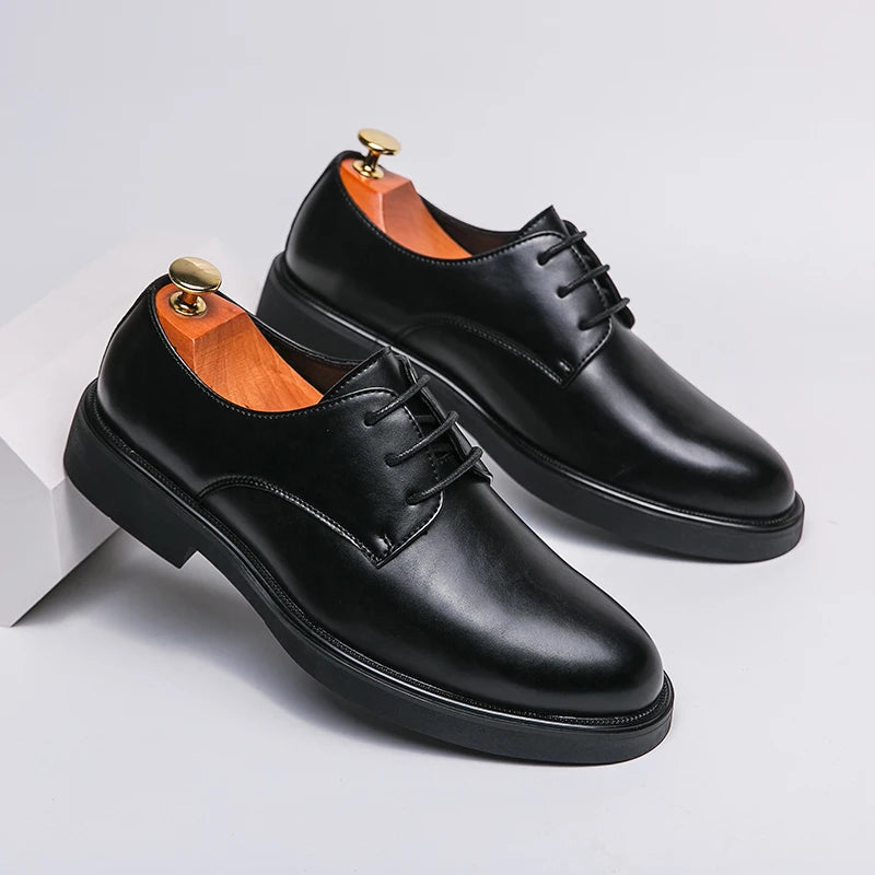 Lace-up Office Social Shoes Male Party Weeding Shoes Luxury Derby Dress Leather Men Shoes Men Spring/Autumn Formal Shoes For Men