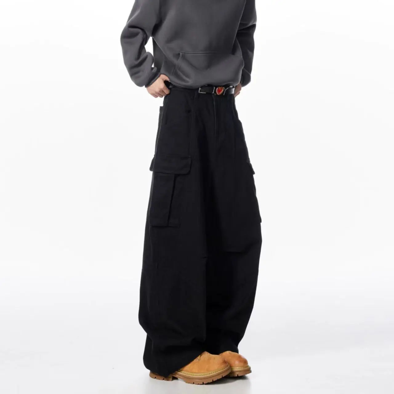 New American high street brown jeans for women washing straight spring and autumn loose casual gothic trousers wide-leg pants