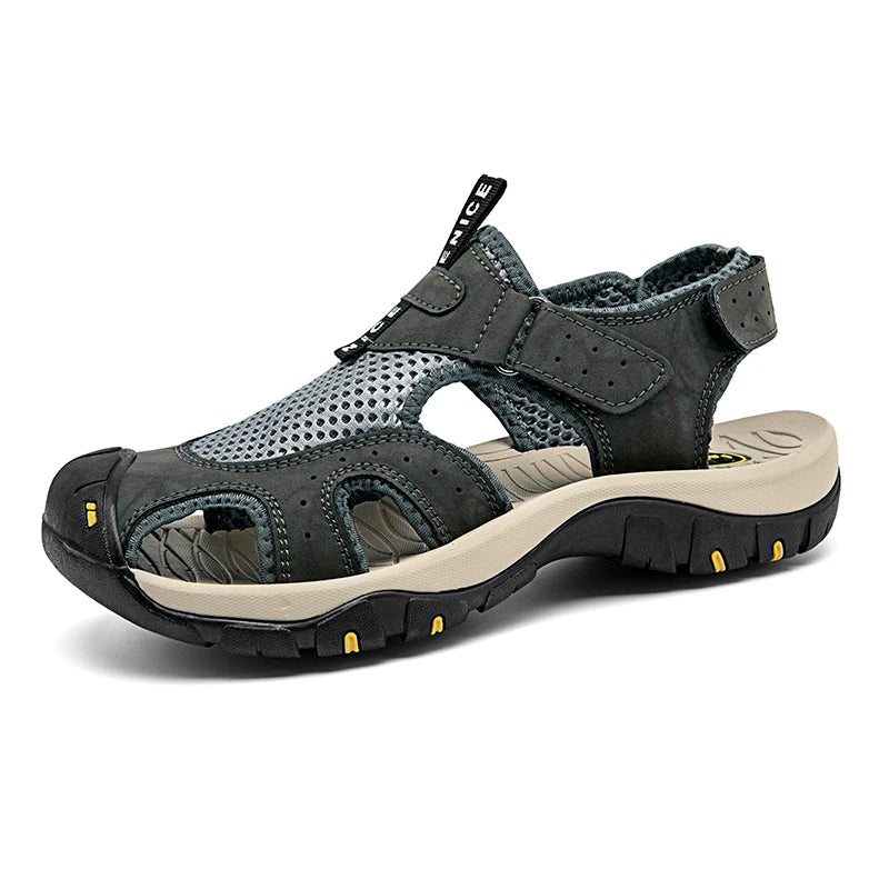 Summer Men's Sandals Breathable Mesh Upper Mens Casual Shoes Outdoor Men Leather Sandals for Men Beach Sandals Roman Mens Shoes