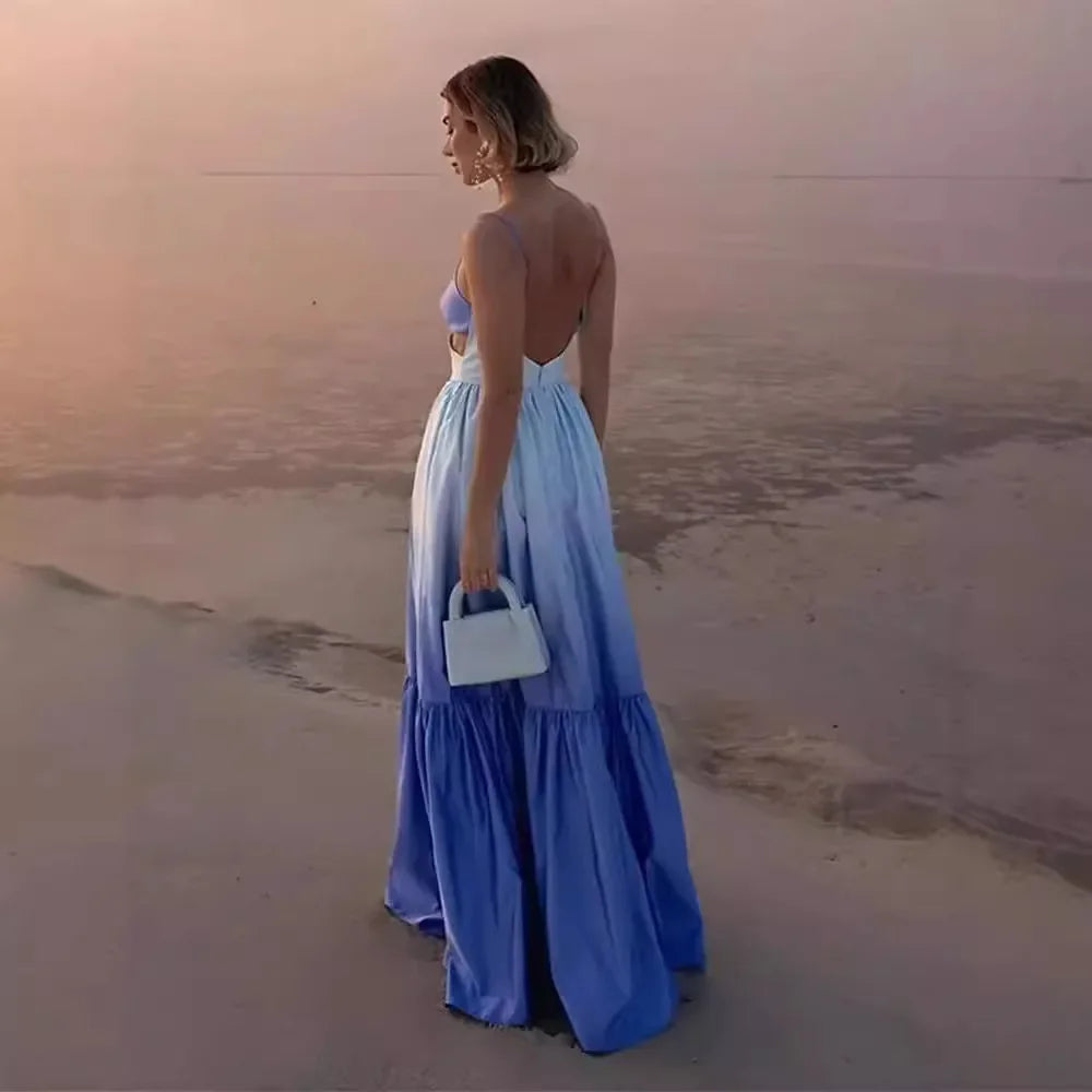 European And American Style Women's Fashion Tank Dress ZR Stock New Gradient Waist-Fitted Dress Sleeveless For All Seasons