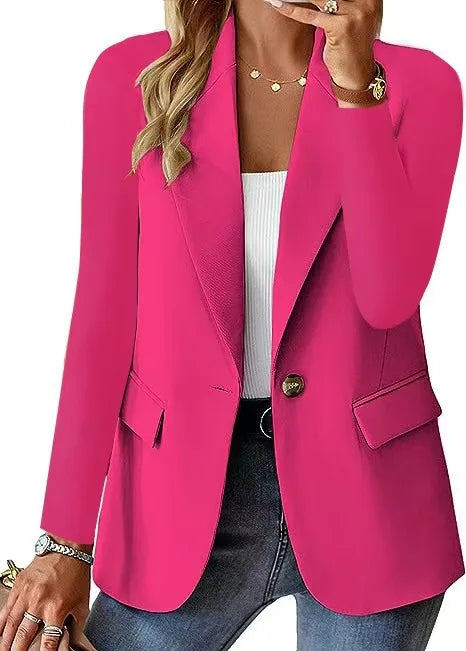 Fashion And Casual Women's Jacket, Spring And Autumn New Style, Solid Color Lapel Long Sleeved Suit Jacket