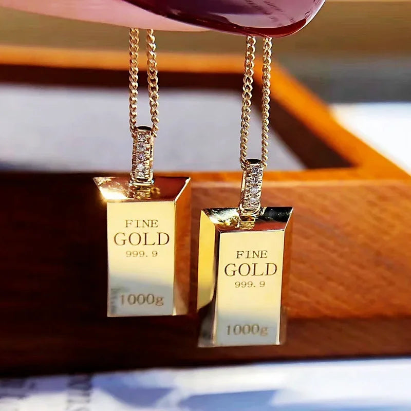 Luxury Soild 18K Gold Filled Pendant Charm Wedding Pendants Necklace For Women Bridal Party Choker Jewelry Gift
