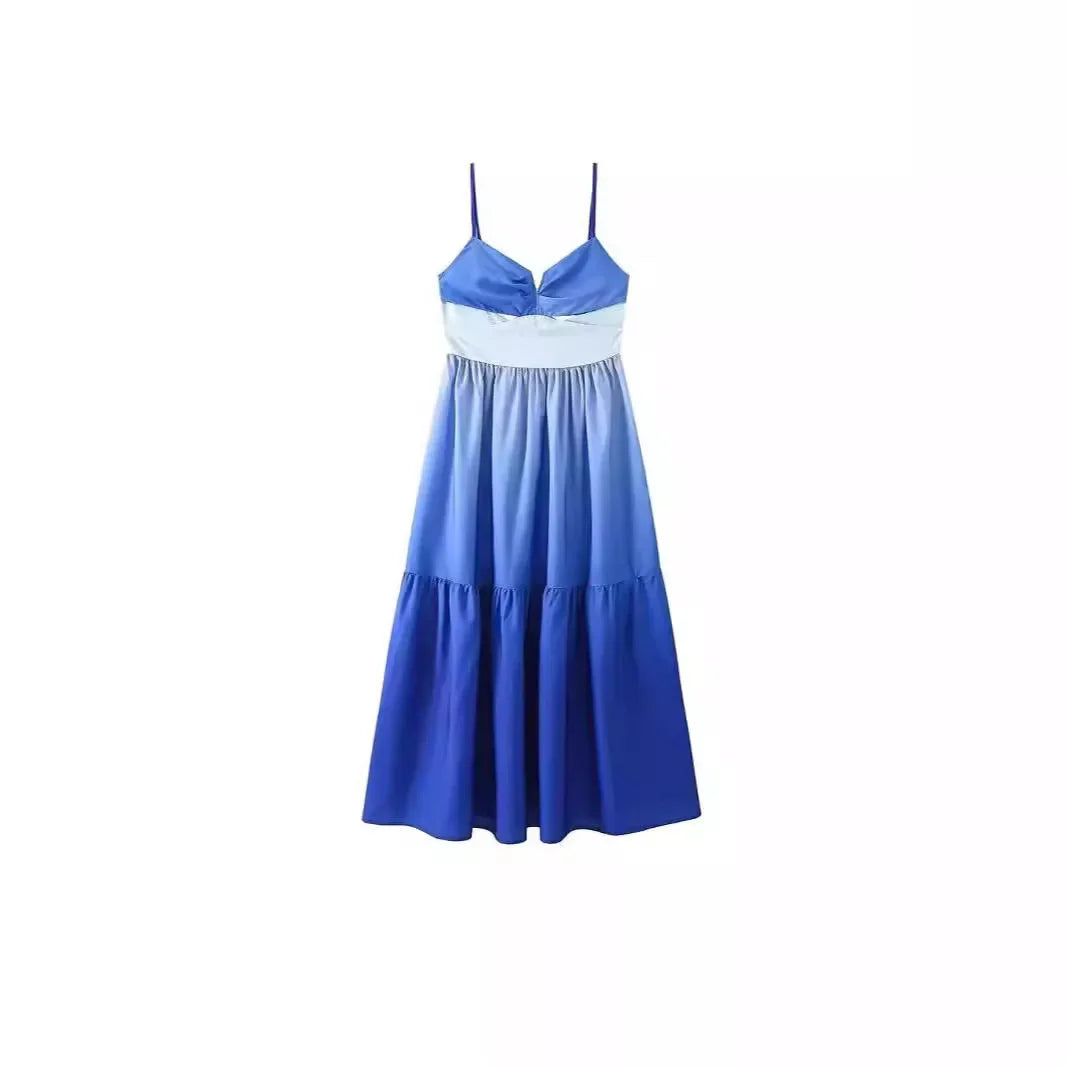 European And American Style Women's Fashion Tank Dress ZR Stock New Gradient Waist-Fitted Dress Sleeveless For All Seasons