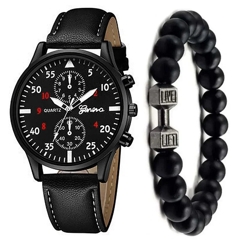 4/1pcs Men Watches Set Luxury Fashion Design Leather Watch Quartz Men Watch Clock Gift Montre Homme Relogio Masculino(no Box)