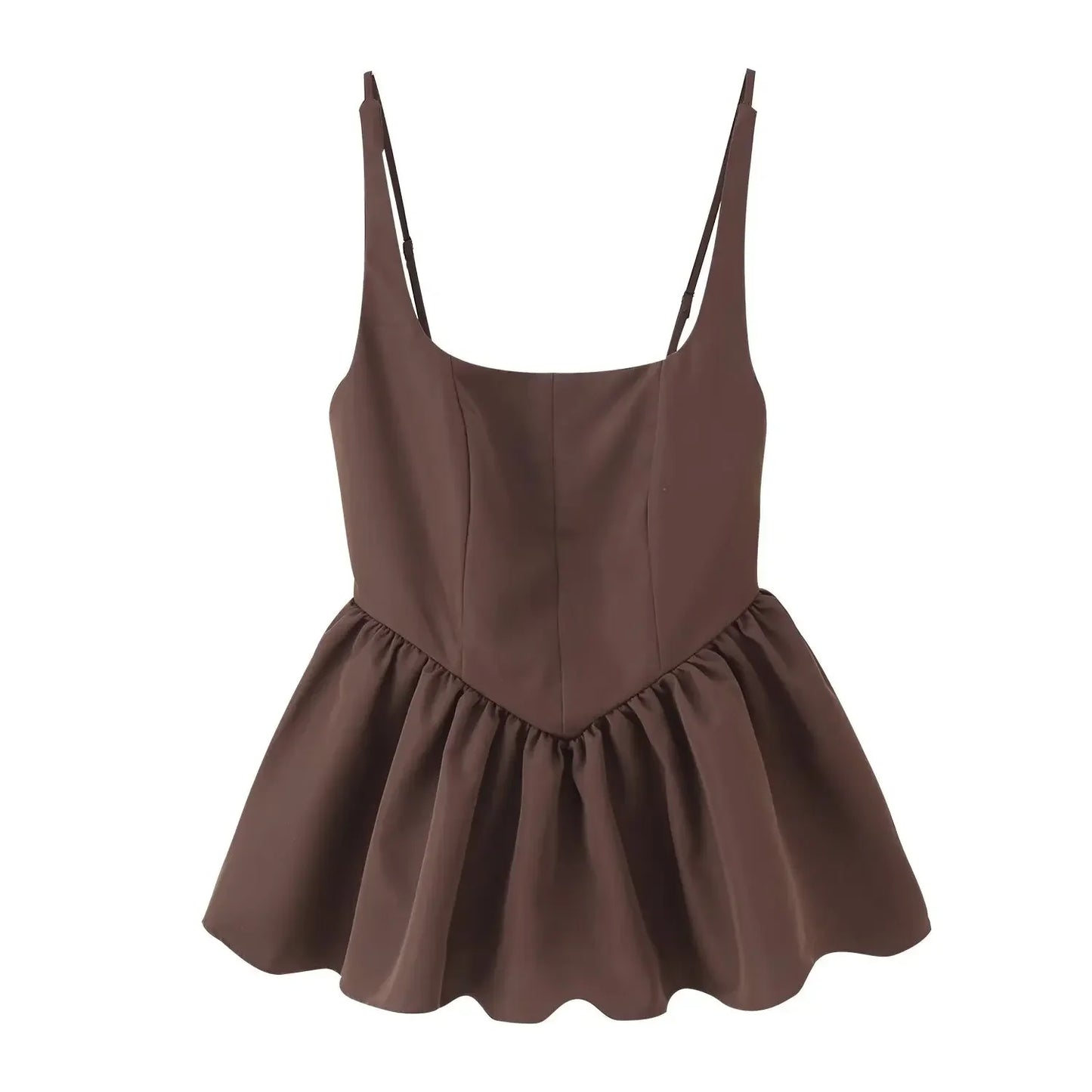 Chicheca Pelpum Summer Women Tops 2025 Office Lady Brown Elegant Tank Top Sleeveless New in Camis