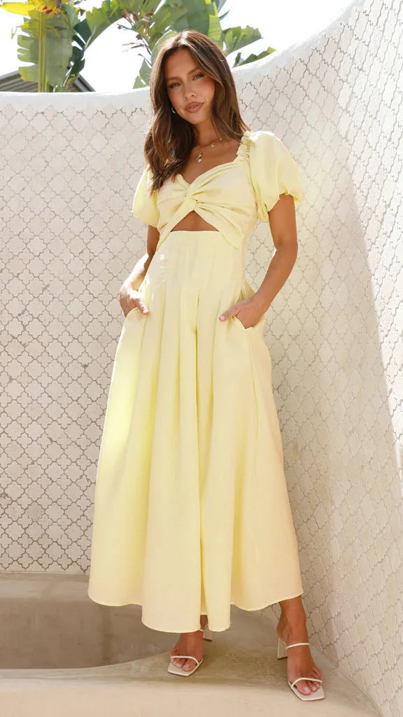 2025 Spring/summer Sexy Slim Fit Sexy Hollow Out Women's High-end Feeling Slim Fit Backless Vacation Style Mid Length Dress
