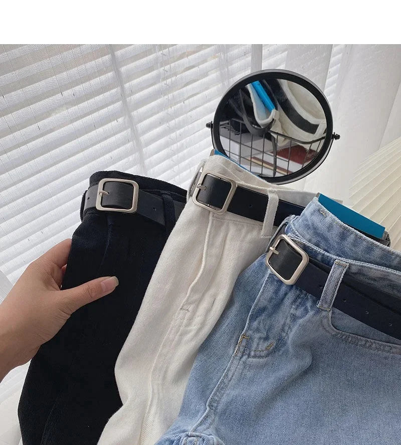 2022 New Spring Summer High-Waisted Slimming A- Line Denim Shorts Women's Loose-Fit Casual Heat Pants Rolled Edge Design