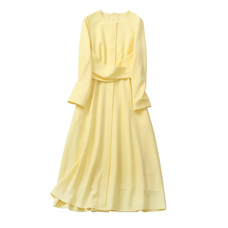 Princess Dress Kate Middleton Yellow Dress long Sleeve Women Dress