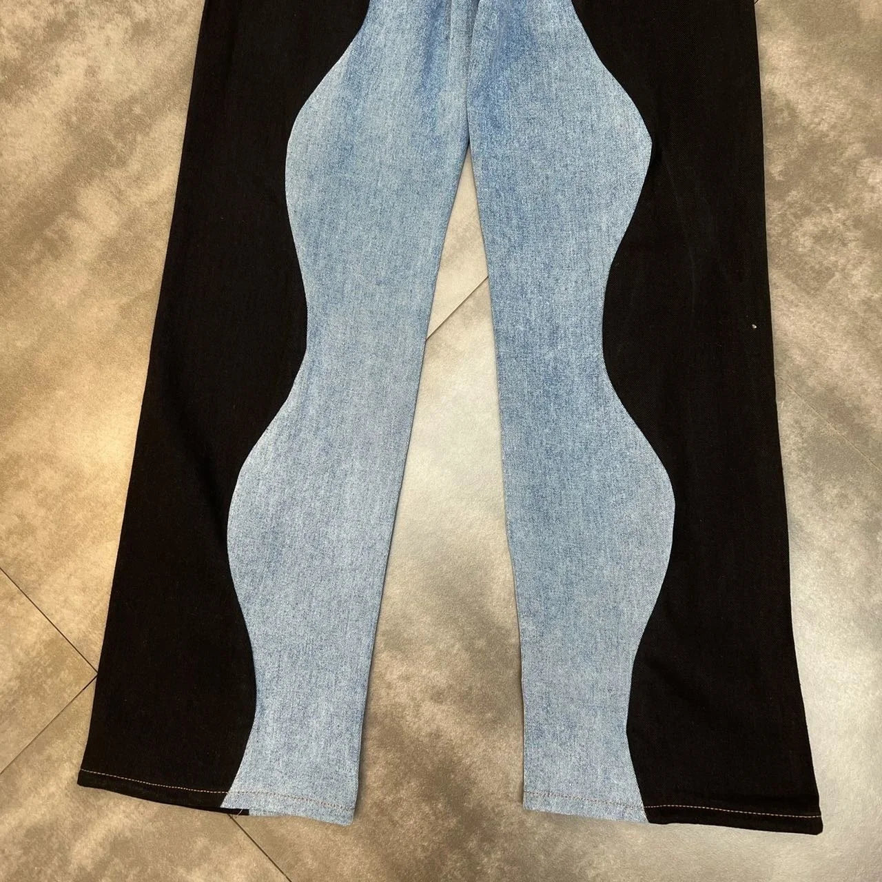 PREPOMP 2022 Summer New Arrivals Blue Denim Patchwork Long Pants Women Full Length Jeans Streetwear GF672