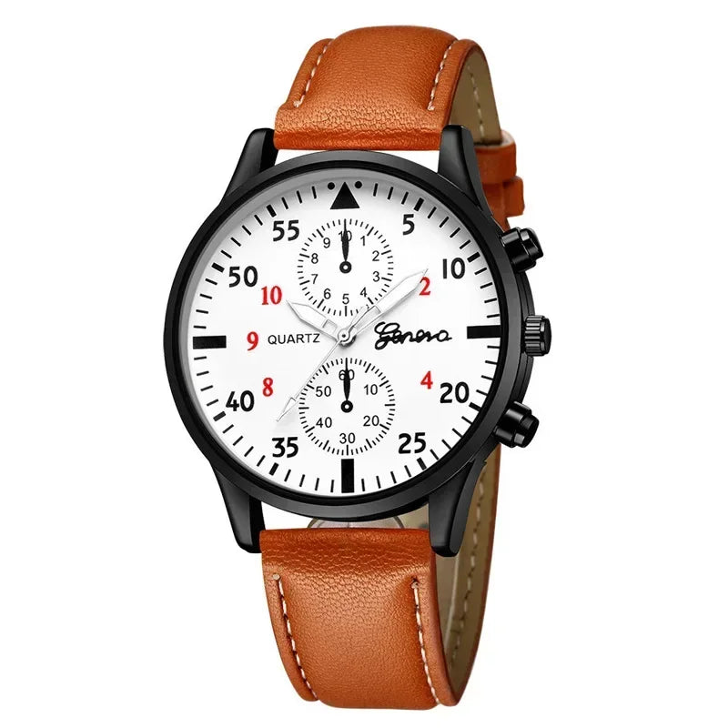 4/1pcs Men Watches Set Luxury Fashion Design Leather Watch Quartz Men Watch Clock Gift Montre Homme Relogio Masculino(no Box)