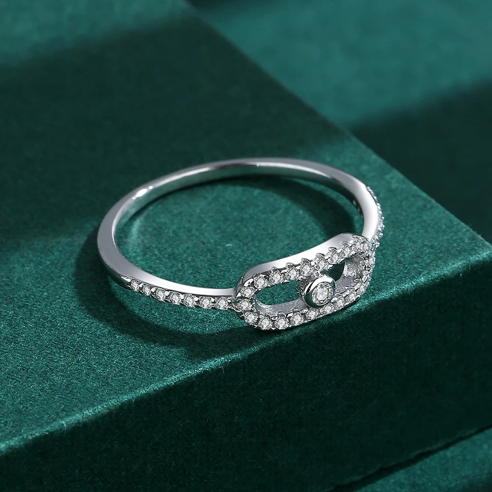 2022 NEW Luxury Ring Women's Real S925 Sterling Silver Diamond Zircon Pig Nose Female Fashion Girlfriend Gift Engagement Jewelry
