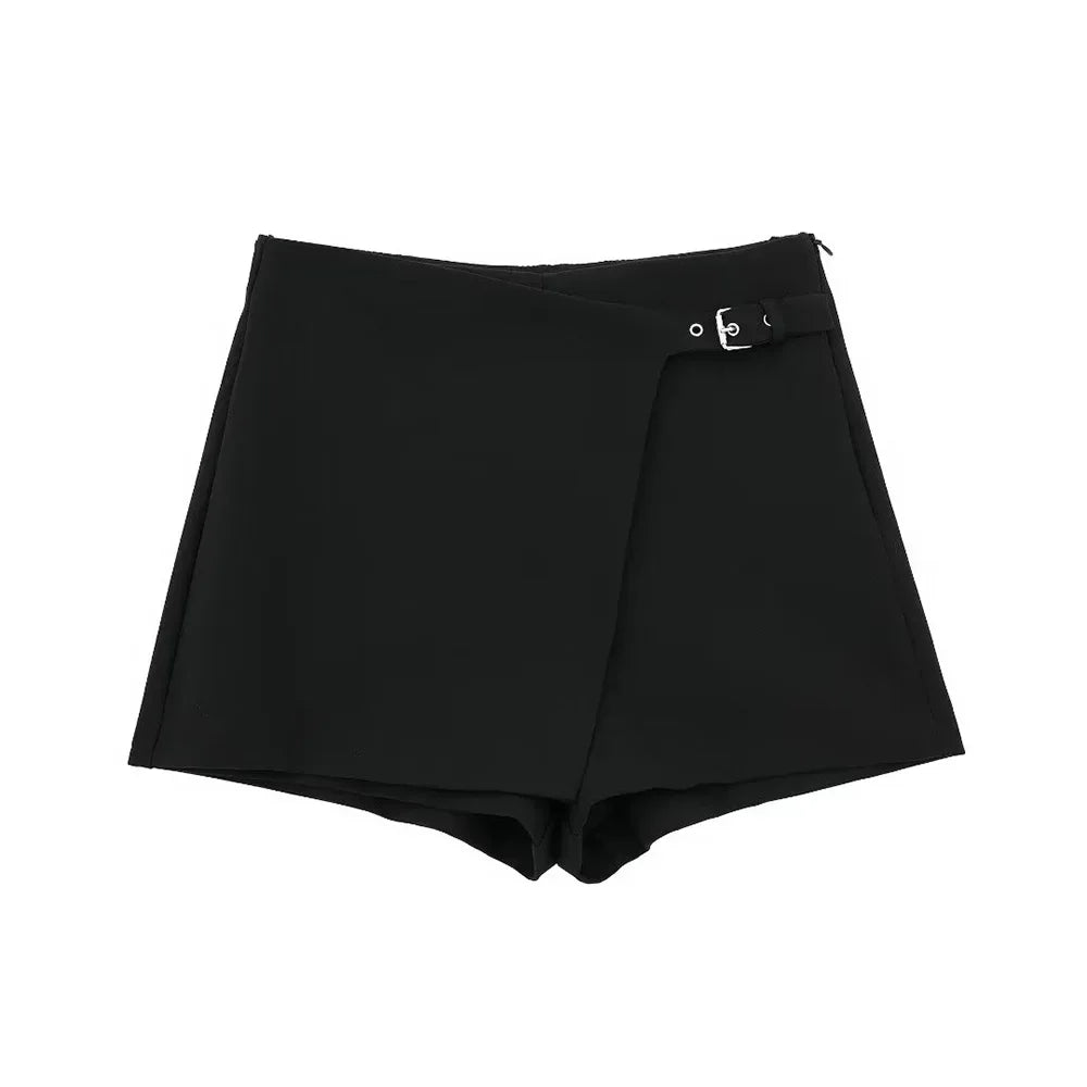 Willshela Women Fashion Solid Bandage Side Zipper Mini Skirts Shorts Vintage High Waist Female Chic Lady Shorts