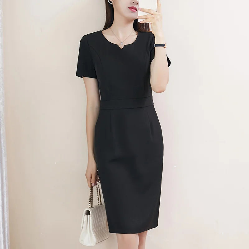 Summer Plus Size Women's Classy Fat mm Slimming Look and Flesh-Covering 100kg Work Clothes Elegant Summer Professional Dress