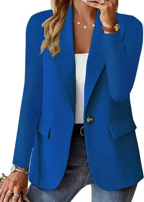 Fashion And Casual Women's Jacket, Spring And Autumn New Style, Solid Color Lapel Long Sleeved Suit Jacket